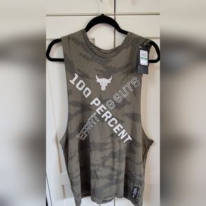 Under Armour UA Project Rock 100 Percent Tank Effort & Guts - Green Size L -NWT